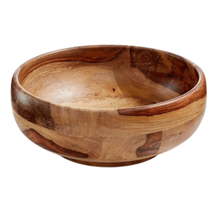Elegante tazón de madera con forma redondeada de madera natural de mango para servir, regalar, decorar o para eventos. - Product Image 4