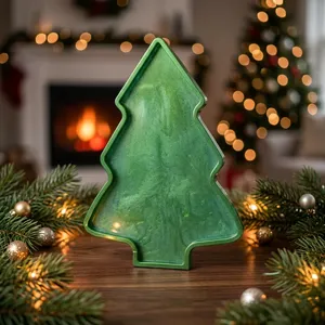 Décoration de Noël en résine faite à la main en forme de sapin, verte, pour table intérieure, style personnalisé, durable, imperméable, écologique - Product Image 4