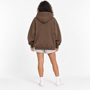 Drop Shoulder Casual Streetwear <b>Women's</b> Oversized Hooded <b>Top</b> Cotton <b>Fleece</b> Slouchy Pullover Hoodie <b>Women</b> Wholesale Manufacturer - Product Image 3