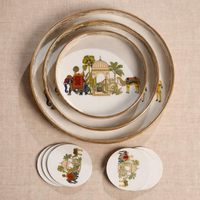 Plateau de service rond en métal, design Art Déco, imprimé animalier décoratif haut de gamme, artisanat métallique avec poignée, spécial Ramadan
