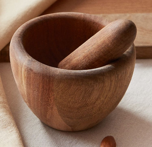 Ensemble mortier et pilon en bois de style européen, pilon à ail et épices en bois de manguier, outils de cuisine, broyeur d'épices - Product Image 3