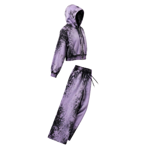 Ensemble de survêtement décontracté et écologique pour femme, comprenant un sweat à capuche zippé délavé et un pantalon de survêtement large, idéal pour la vente en gros - Product Image 2