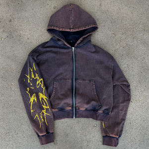 Sweat à capuche streetwear premium effet vieilli 100 % coton avec impression en relief « NO OWNERS », tissu français épais et confort lavé. - Product Image 2