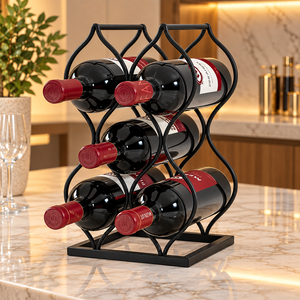 Estante para Botellas de Vino en Zigzag con Capacidad para 4 Botellas, Soporte de Metal Negro para Exhibición y Almacenamiento en Mostrador de Bar o Restaurante - Product Image 5