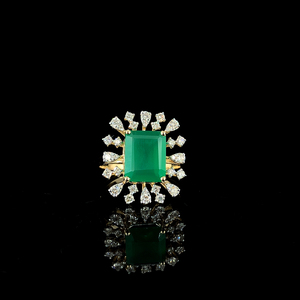 Anillo de Diamantes y Esmeralda Natural de Lujo con Diseño Atractivo para Mujer, 14 Quilates, Certificado IGI, 6.25 Quilates, para Aniversario - Product Image 1