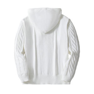 Sweat à capuche en polaire blanc pour homme, coupe classique, couleur unie, coupe-vent et respirant, vêtements d'hiver décontractés - Product Image 3