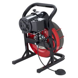 Sonda per la pulizia di scarichi con alimentazione manuale da 75 FT x 1/2 pollice, con 4 frese, attivazione ad aria, interruttore a pedale da 2-6 pollici, macchina per la pulizia di scarichi - Product Image 1