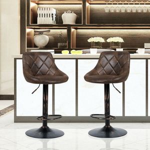 Ensemble de 2 tabourets de bar réglables avec dossier et repose-pieds, base chromée, cadre en métal PU pour cuisine, salle à manger, bar à domicile, pub, hôtel - Product Image 5