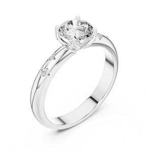 Bague de fiançailles solitaire en diamant de laboratoire 0,89 CT avec pierres d'accentuation serties clos, certifiée IGI, en or massif 18K 14K 10K 925, cadeau de mariage - Product Image 1