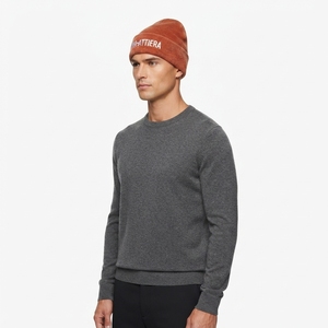 Custom Rust Orange Rib Knit Cuffed Beanie <b>Hat</b> <b>Winter</b> Warm Skull Cap With Custom Logo - Product Image 5