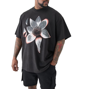 T-shirts longs tricotés surdimensionnés pour hommes 100 % coton, qualité supérieure, couleur unie, coupe ample, décontractés, personnalisables – Collection 2026 - Product Image 1