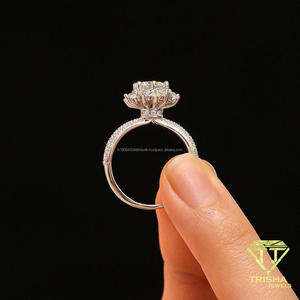 Luxury Floral Cluster Moissanite Diamond <b>Ring</b> 925 Sterling <b>Silver</b> <b>Statement</b> Engagement Wedding Jewelry For Women - Product Image 2