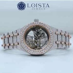 Women's Mechanical Skeleton <b>Watch</b> Stainless Steel Tonneau <b>Case</b> Diamond Bezel Analog Display Luxury Bracelet <b>Watch</b> - Product Image 1