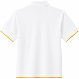 Chemise polo pour homme personnalisée, blanche avec bordure jaune, manches courtes, respirante, séchage rapide, avec poche, vêtements de golf, vente en gros, coton, saison estivale - Product Image 2