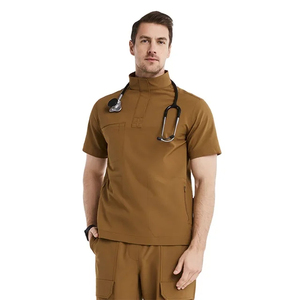 High Quality Custom Logo Men's <b>Scrub</b> Suits Sets Solid Color Canvas Quick Dry Breathable <b>Plus</b> <b>Size</b> Needle Detection for Hospital - Product Image 1