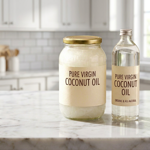 Huile de Coco Vierge Fractionnée Biologique Pure et Naturelle Pressée à Froid, Huile Végétale pour la Peau, les Cheveux, les Massages et l'Utilisation en Cuisine - Product Image 1