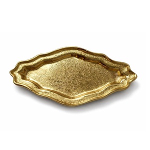 Assiette de service ronde en acier inoxydable plaqué or, plateau de service doré, plat de service rond en métal pour les collations - Product Image 5