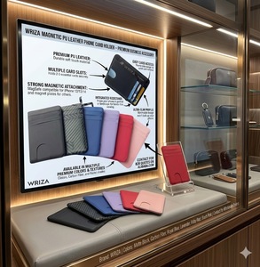 Tarjetero Magnético de Cuero PU Wriza con Soporte, Estuche para Tarjetas de Visita para la Parte Trasera del Teléfono Celular, para Hombres y Mujeres - Product Image 2