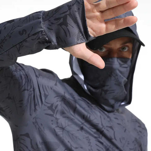 Hoodie de pêche pour homme respirant, anti-UV, avec logo personnalisé, masque intégré, manches longues, sublimé, protection extérieure - Product Image 6
