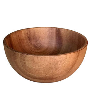 Cuenco rústico hecho a mano de madera de acacia para frutas, ensaladera de madera para aperitivos, mezcla de cereales, utensilios de cocina decorativos para uso doméstico y de mesa - Product Image 1