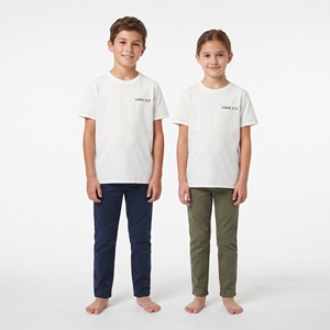 Customizable White Crew Neck Short Sleeve T-Shirt Regular Fit Breathable Solid Color Unisex Leisure Top for <b>Kids</b> - Product Image 2