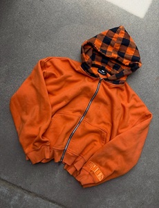 Streetwear Luxury Style Custom Logo Unisex <b>Orange</b> Hoodies Hommes Manufacturer Heavyweight Cotton Boxy Zip up <b>Hoodie</b> for <b>Men</b> - Product Image 5