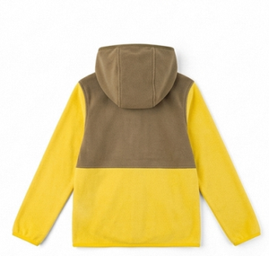 Men's <b>Hooded</b> <b>Fleece</b> <b>Jacket</b> Yellow Brown Color Blocking Casual Autumn Wear Zipper Closure Regular Fit - Product Image 2