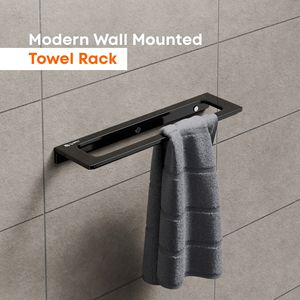 Dual Tier <b>Towel</b> <b>Rail</b> <b>Wall</b> Mount Heavy Duty Metal Frame Double Bathroom Storage Rack Multi Layer Hanging Rod Hardware Set - Product Image 2