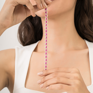 Gorgeous Handmade 100% Genuine <b>Ruby</b> & Diamond 14K Yellow Gold Fine Halo Statement Tennis <b>Bracelet</b> Wedding Party Wear Jewelry - Product Image 4