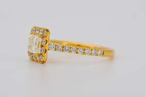 Bagues de fiançailles et de mariage pour femmes en or massif 10k 14k 18k avec diamant VS1 cultivé en laboratoire, taille princesse, halo rond, bijoux - Product Image 2