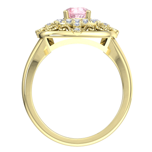 925 Sterling Silver Gold Plated Pink Morganite CZ Vintage Filigree Halo Ring <b>Cushion</b> Shape <b>Statement</b> Ring for Women Fine Jewelry - Product Image 4