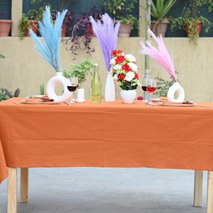 Orange Solid Color Modern Woven 100% Cotton Customizable Outdoor Washable Durable Eco-Friendly <b>Tablecloth</b> for Hotels & Weddings - Product Image 2