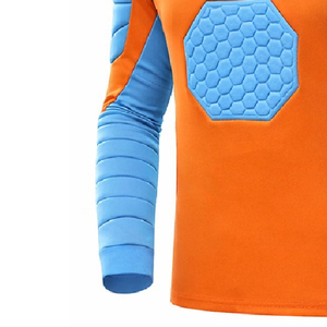 Maillot de football rembourré orange et bleu pour homme, manches longues, col rond, ajusté, en polyester, imprimé géométrique - Product Image 3