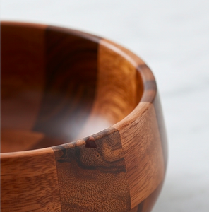 Bol rond en bois d'acacia fait main, bol à salade en bois naturel pour la maison et la cuisine - Product Image 2