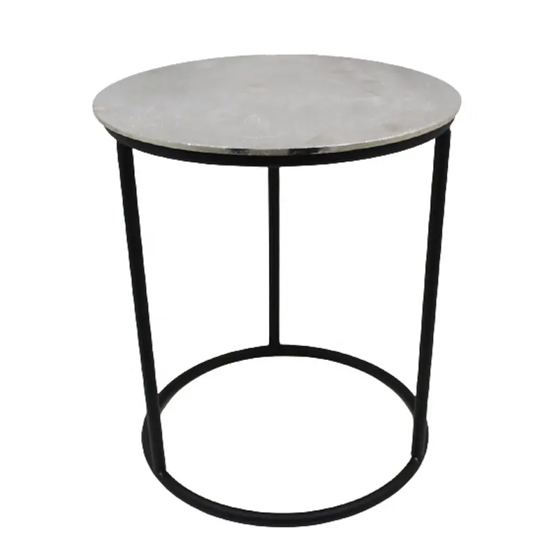 Betaalbare Ronde Centre Tafel Aluminium Top Op Ijzeren Frame Basis 3 Poten Op Ring Zwart Tuinmeubilair Volume Handgemaakt