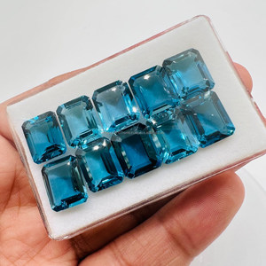 พลอยโทแพซสีน้ำเงินลอนดอนเกรด AAA ทรงแปดเหลี่ยมขนาด 6x4 มม. เจียระไนแบบมรกต ผลิตในห้องปฏิบัติการ งานแฮนด์เมด รับรองโดยบุคคลที่สาม - Product Image 5