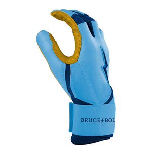 Blue Leather Batting Glove Full Finger Padded <b>Hook</b> And Loop Closure Unisex Adult Training - Product Image 4