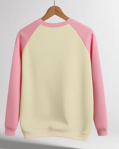 Women's Color Block Full Sleeve Fleece Crew Neck Casual Winter Top Eco-Friendly Polyester/Cotton Breathable Pink Beige - Product Image 3