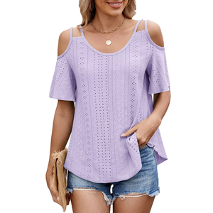 T-shirt ajusté décontracté pour femme, en tissu tricoté respirant, à manches courtes, infroissable, polyvalent - Product Image 2