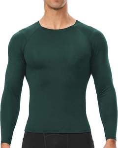 <b>Men's</b> Full Sleeve <b>Compression</b> <b>Shirt</b> Dark Green Spandex/Polyester Breathable Quick Dry Sublimation Printed Front Logo Sport Top - Product Image 4