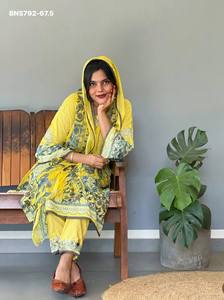 Diseño moderno, última colección, especial para Eid, conjunto de salwar-kameez y dupatta de algodón con estampado y bordado, fabricante de Surat. - Product Image 3
