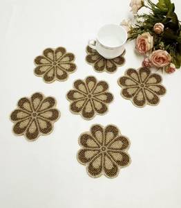 Stylish Luxury Cotton <b>Foundation</b> Handmade Beaded Hand Craft Dining Table coster with Embroidery Customizable Size & Design custo - Product Image 6