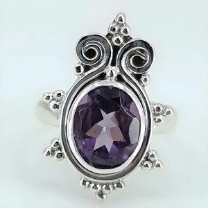 Amethyst <b>Ring</b> Handmade Sterling Silver Bezel Setting Natural Purple Oval Gemstone <b>Boho</b> Jewelry February Birthstone - Product Image 6