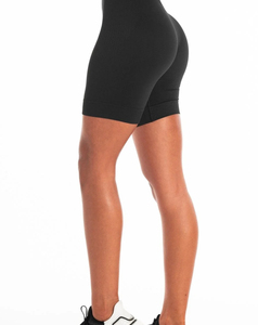 Premium Quality Women's High Waist Solid Knitted Sport Shorts Breathable Elastic Waist Regular Fit <b>Black</b> Low Price 160 g - Product Image 5