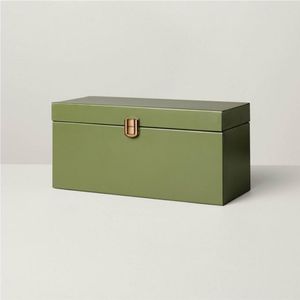 Blue Rectangular Metal Storage <b>Box</b> With Lid Classic Design For Sundries <b>Stacking</b> 1 Layer Hinged Closure - Product Image 4