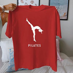 Pilates teaser pose silueta Camiseta de algodón puro Mujer ajuste cómodo - Product Image 3