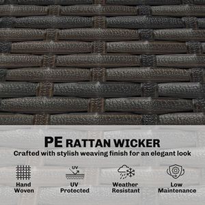 Divano da Esterno a 3 Posti in Vimini PE Blu Scuro con Cuscini Impermeabili, Seduta Ampia e Profonda, Braccioli e Gambe Effetto Legno per Patio - Product Image 6