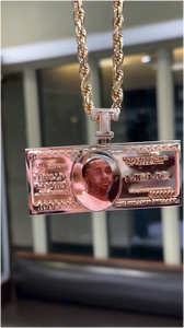 Colgante Personalizado con Foto de Billete de Dinero en Oro Rosa, Moissanita VVS, Plata de Ley 925, Certificado GRA, Tendencia, Superventas, Estilo Hip Hop - Product Image 3