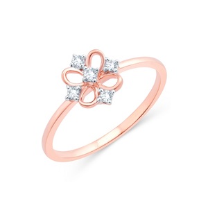 Anillo de oro rosa con diamantes en forma de flor para mujer, anillo de compromiso con racimo floral, delicado anillo de promesa con diamantes para mujer, uso diario - Product Image 1