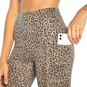 Women's Black Floral High Waist Yoga Pants Seamless Workout Leggings <b>Tummy</b> <b>Control</b> Pockets Stretchy Spandex Running Gear Solid - Product Image 6